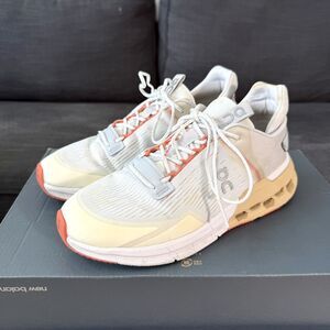 On Cloudnova Flux Undyed White Savannah Orange Running Shoes Women's Size 8.5